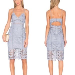 Botanica Lace Dress in Dusty Blue - Bardot